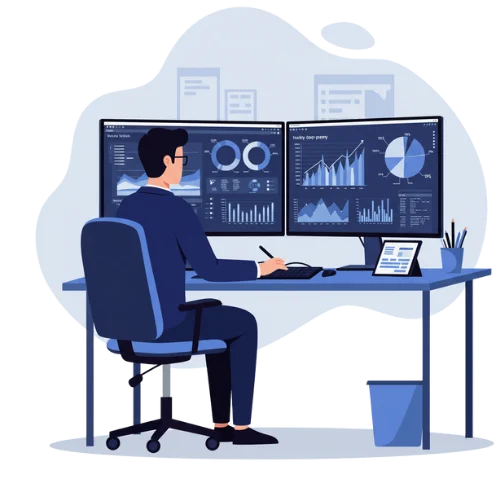 Businessman analysing the financial data