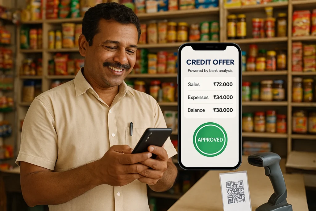 Kirana owner receiving instant embedded loan approval