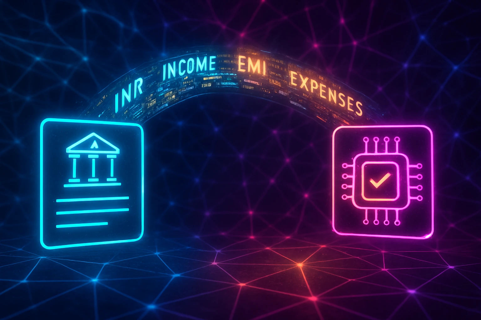 Conceptual bridge showing data flowing from bank statement analyzer api to a loan decision system.
