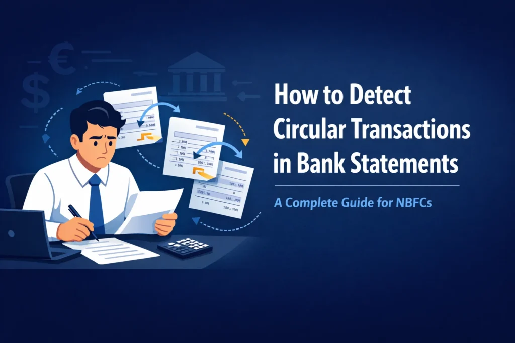 NBFC loan officer detecting circular transactions in bank statements using automated analysis tool